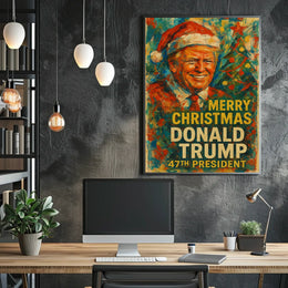 Festive Political Figure with Christmas, Political or Propaganda Poster