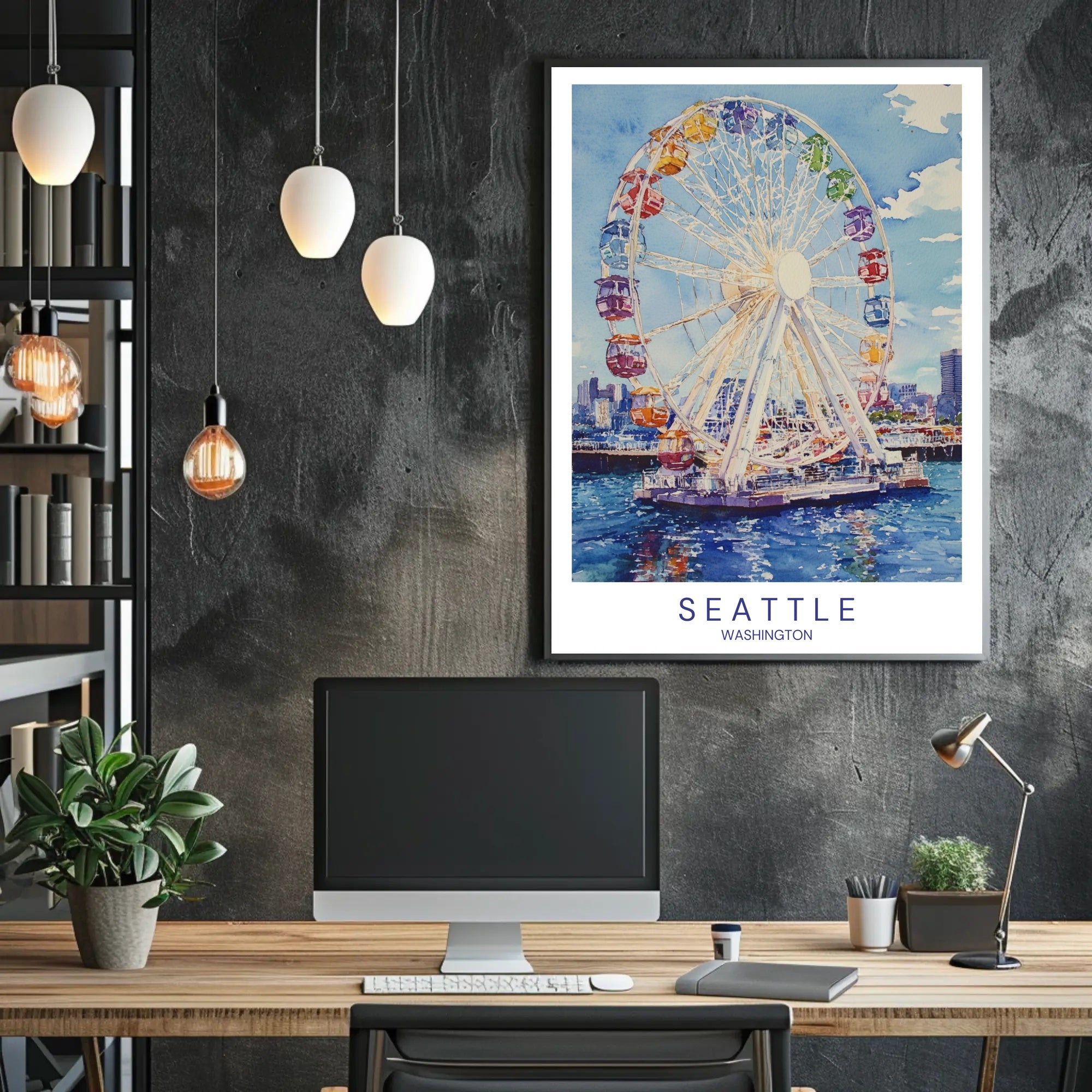 Seattle Ferris Wheel Poster PosterGoat