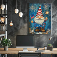 patriotic gnome holding a sparkler Poster