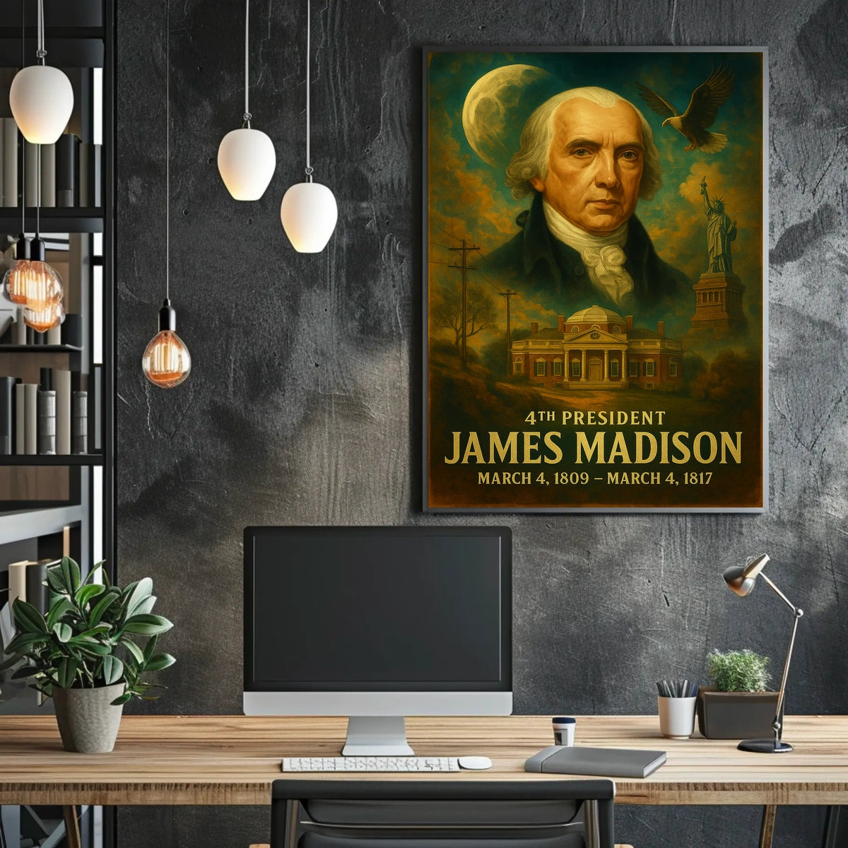 James Madison 4th President Founding Father Vintage Neoclassical Realism Patriotic Heritage Poster