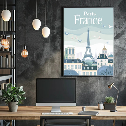 Paris Eiffel Tower Scenic Travel Poster