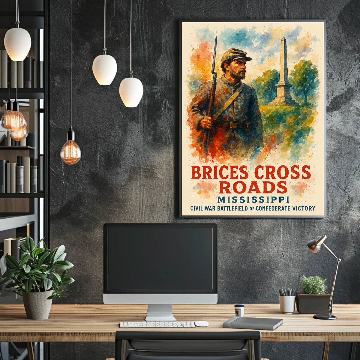 Battle of Brice's Crossroads Watercolor Poster Art