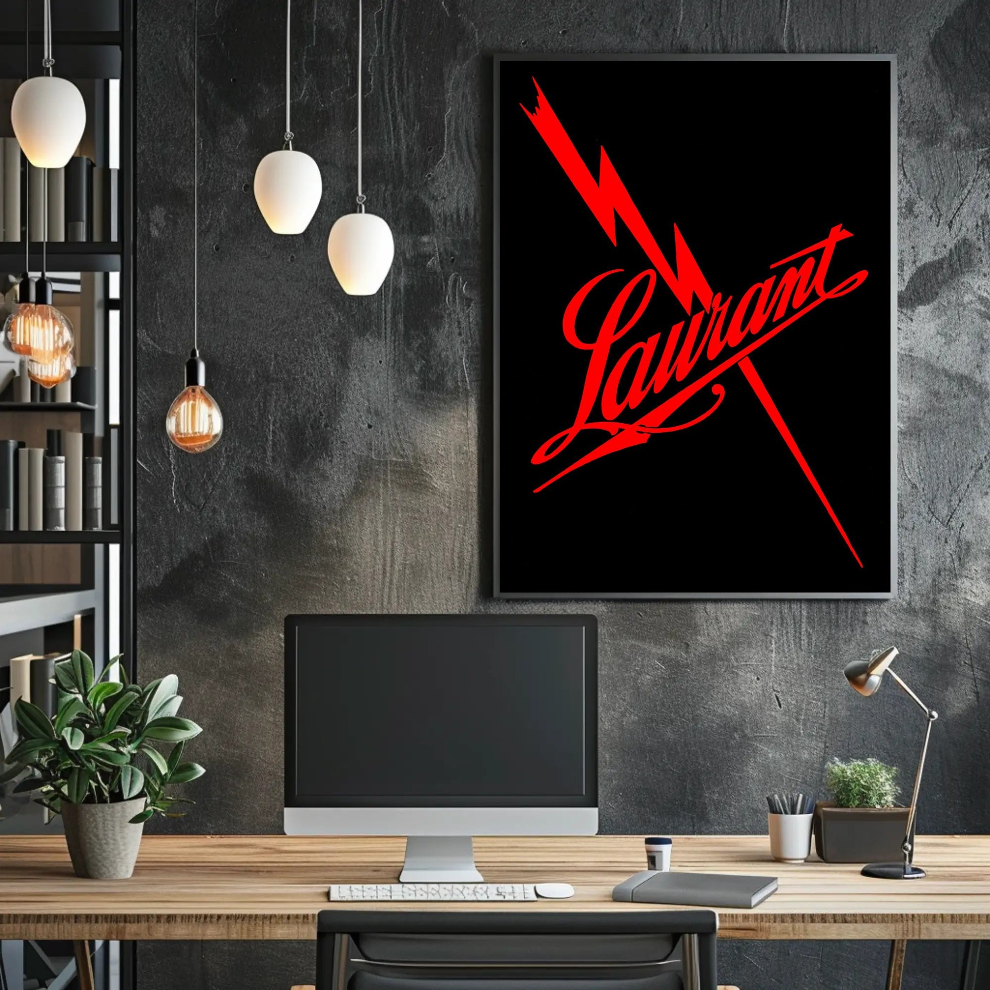 Laurant Energy Logo Bold Cursive Artistic Poster