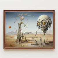 Surreal Desert Scene with Skull and Balloons Abstract Poster