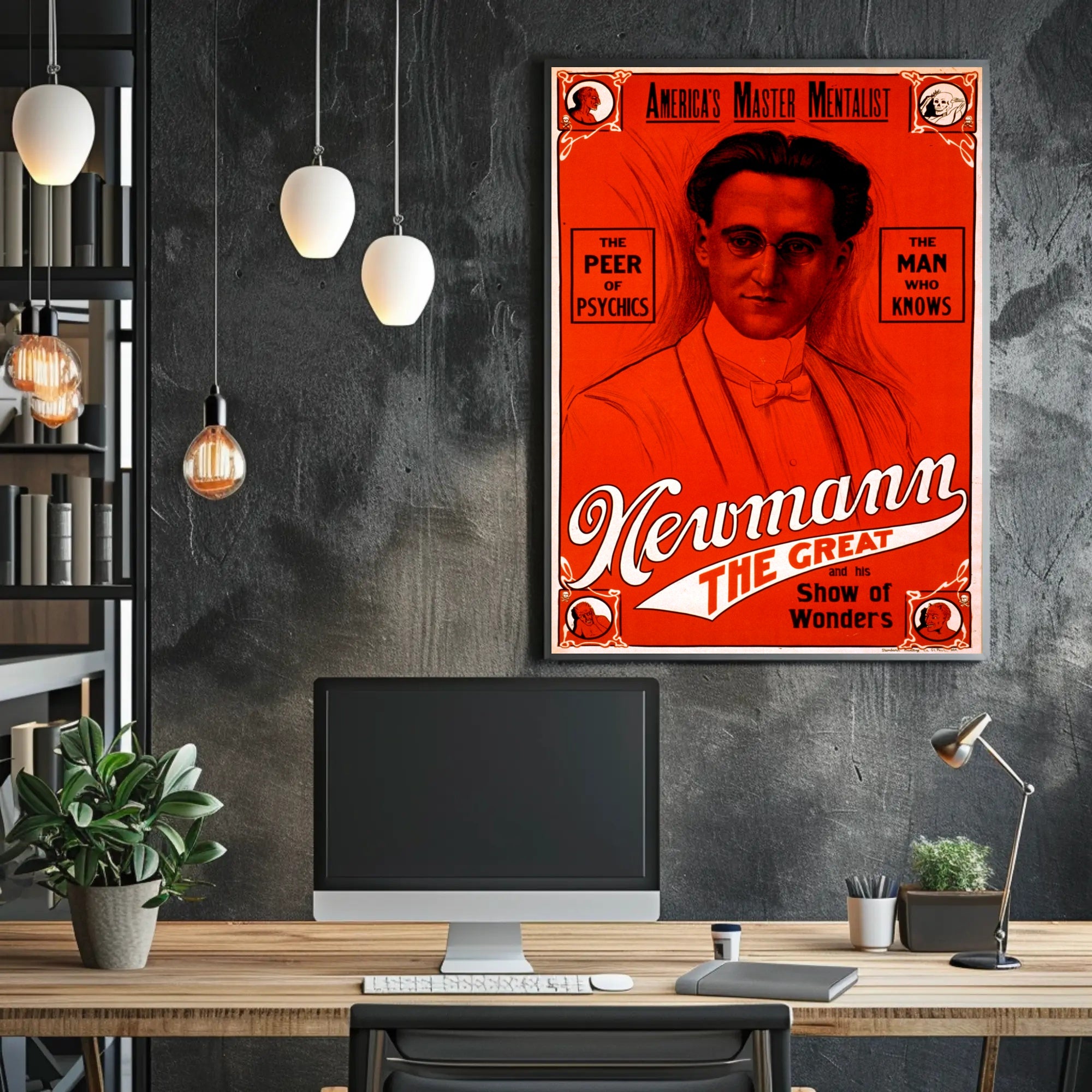 Travel Poster featuring a mentalist named Newmann, inviting adventure and intrigue for art enthusiasts.
