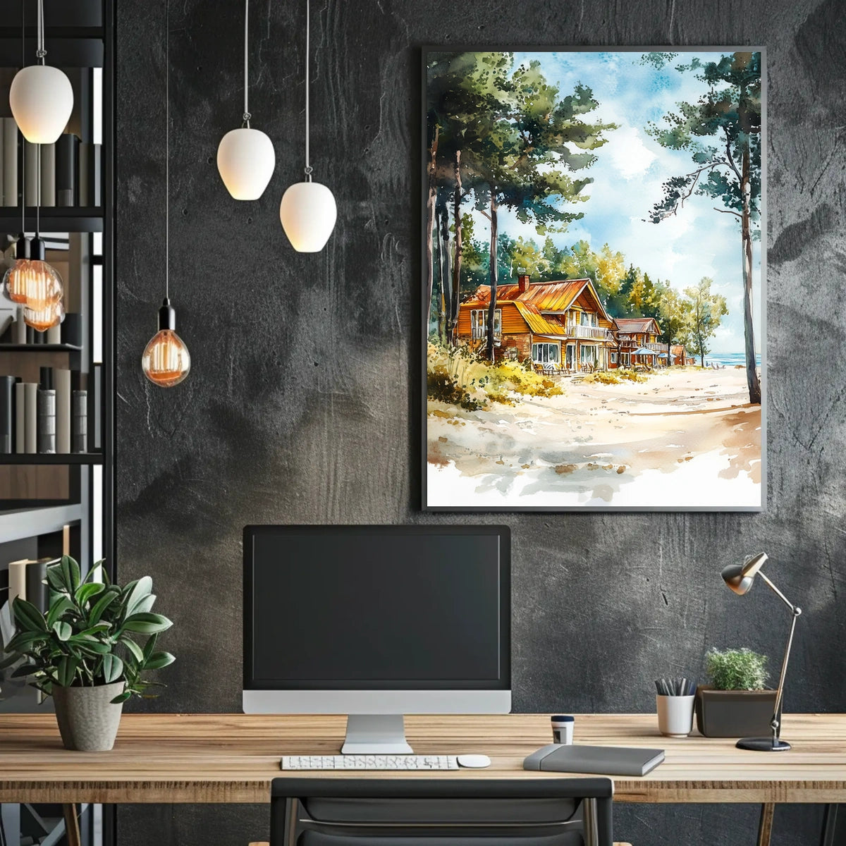 Latvia Jurmala Beach and Wooden Villas Poster