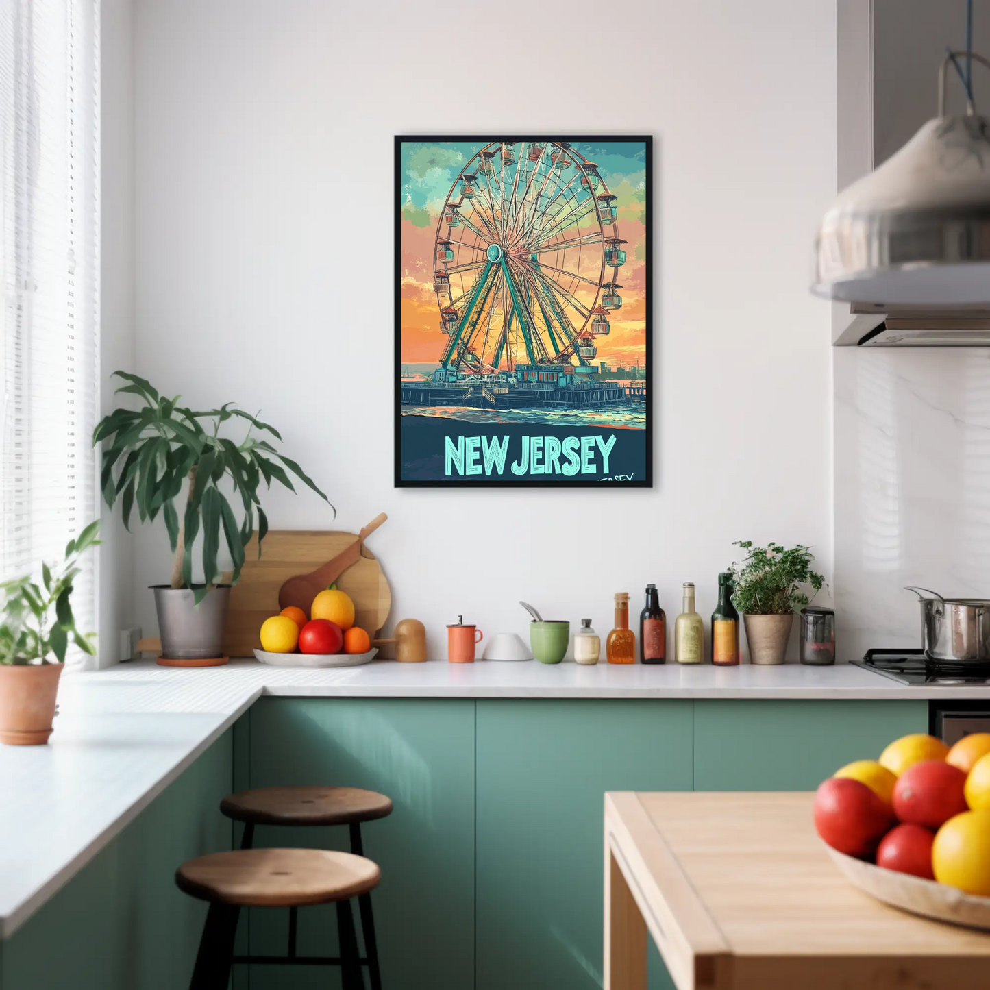 New Jersey Boardwalk Vintage Travel Poster