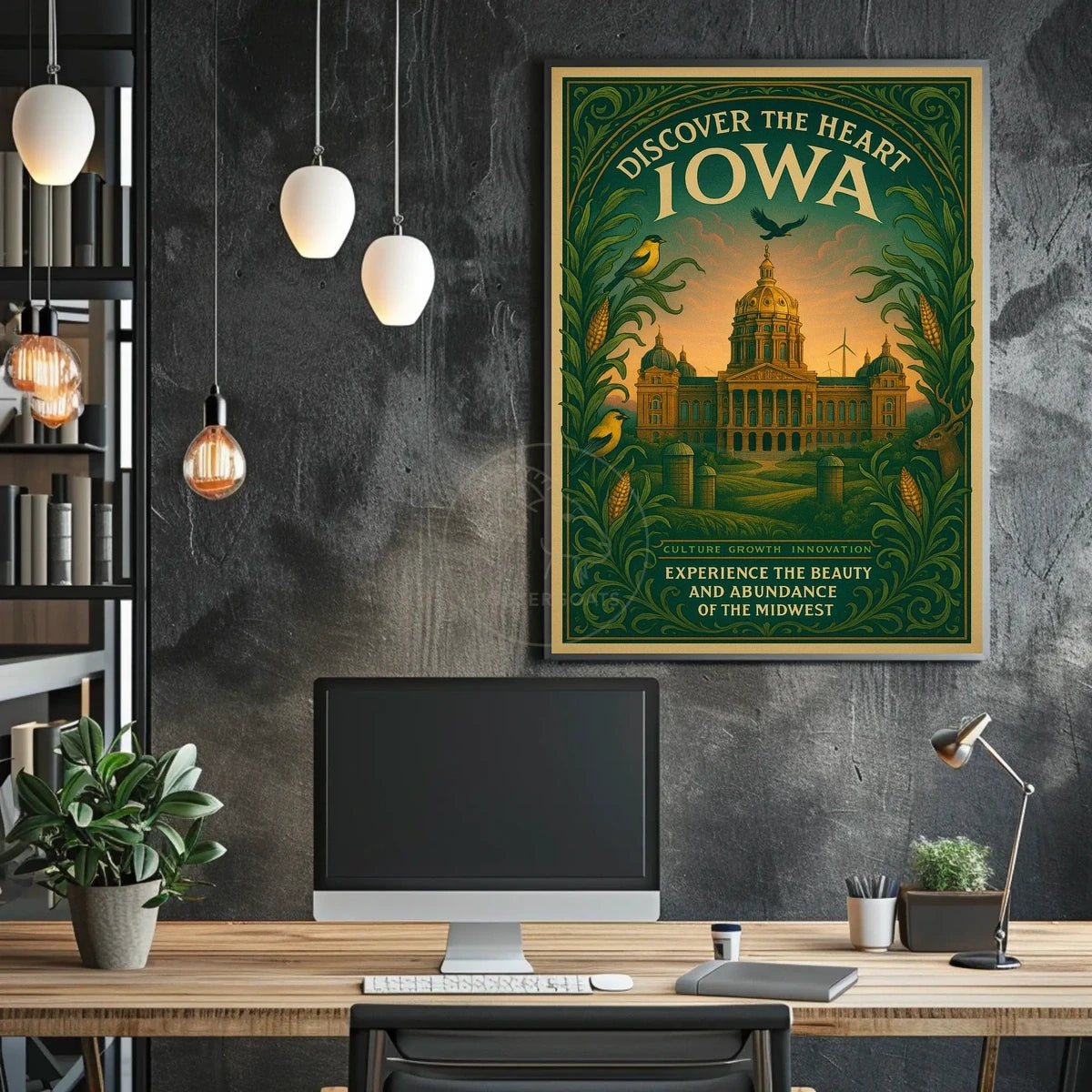 Vintage Iowa Travel Poster: Cultural and Agricultural Richness