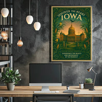Vintage Iowa Travel Poster: Cultural and Agricultural Richness