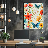 Vibrant Floral Garden: Watercolor Art Poster for Homes