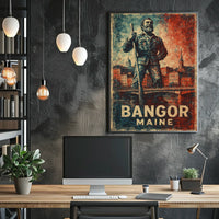 Bangor Maine Rustic Cityscape Wanderlust Poster