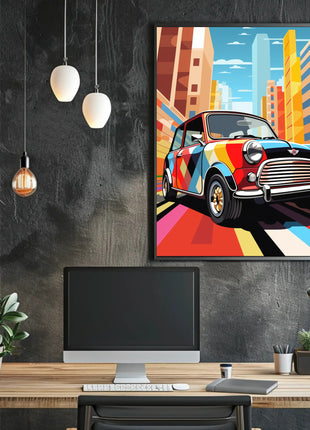 Retro City Pop Art Car Artistic Poster