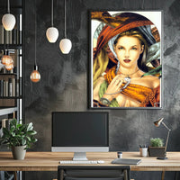 Mystical Elegance Woman in Earth Tones Artistic Poster
