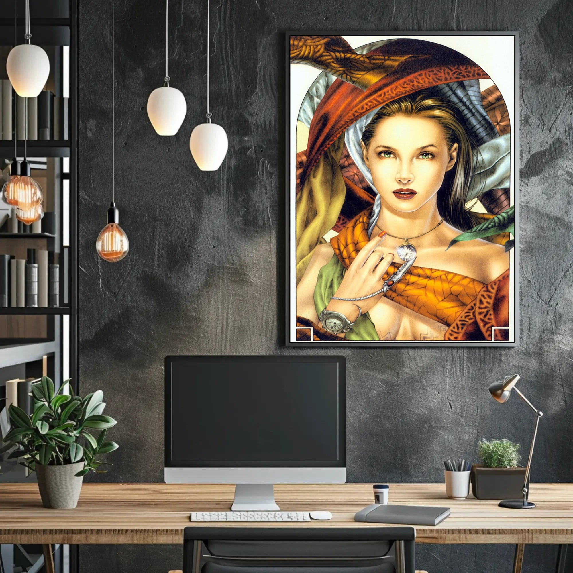 Mystical Elegance Woman in Earth Tones Artistic Poster