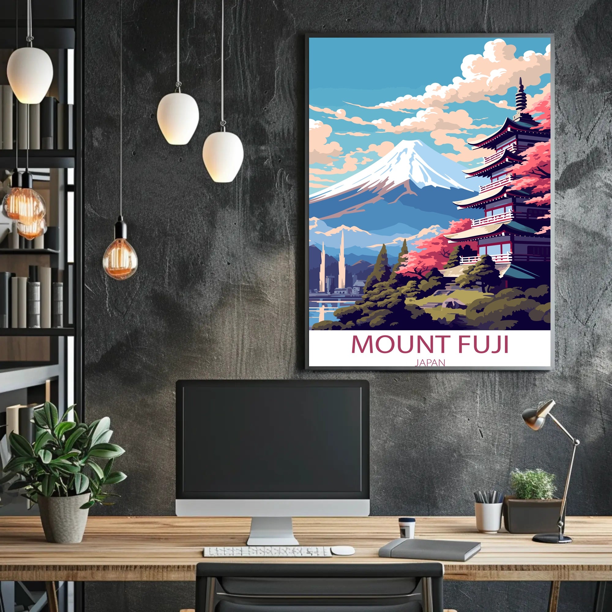 Mount Fuji Vintage Travel Art Poster