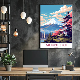 Mount Fuji Vintage Travel Art Poster