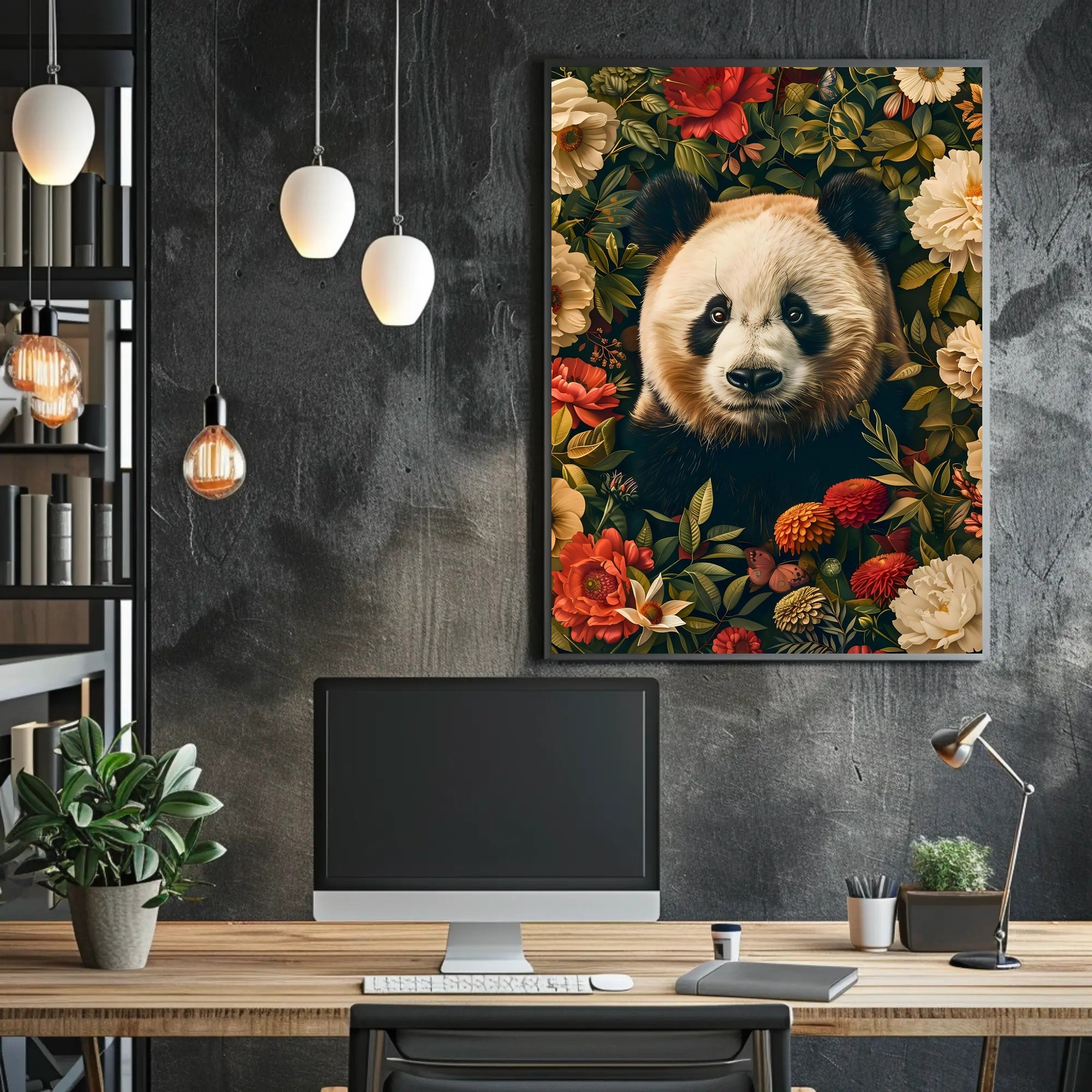 Panda in Bloom Wall Art Decor Print