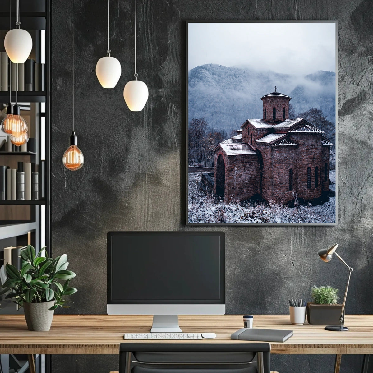 Winter Serenity At A Stone Chapel Poster