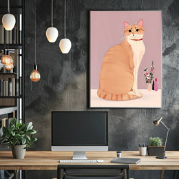 Regal Cat Portrait Poster Vintage Animal Wall Art