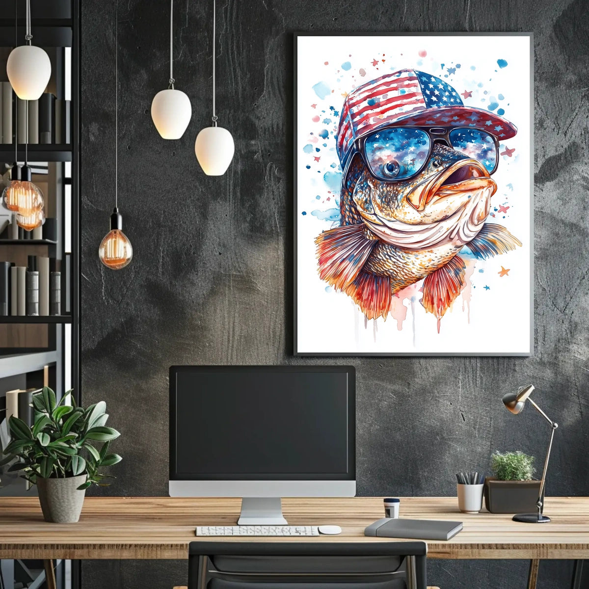 Bass Fish Wearing Backwards Snapback Cap Art Poster