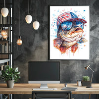 Bass Fish Wearing Backwards Snapback Cap Art Poster