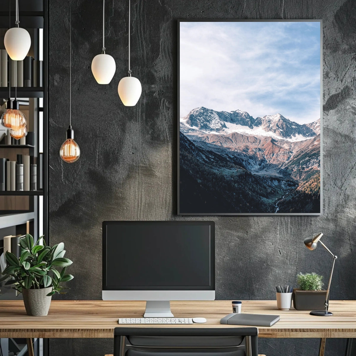 Majestic Alpine Landscape Photorealistic Mountain Poster
