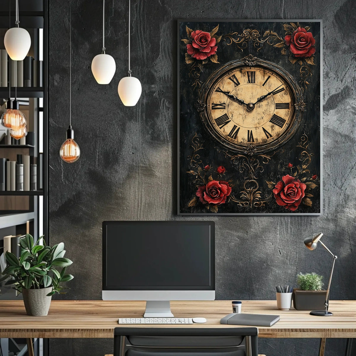 Ornate Vintage Clock Art Print - Cultural Heritage Poster