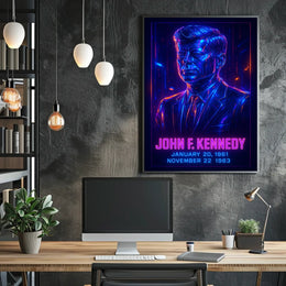 JFK Neon Cityscape Legacy Wanderlust Pop Art Poster