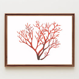 Red Coral Branch Minimalist Art Poster Print