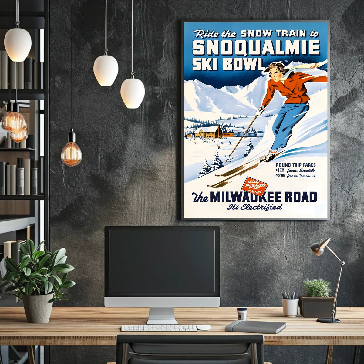 Ride The Snow Train To Snoqualmie Ski Poster