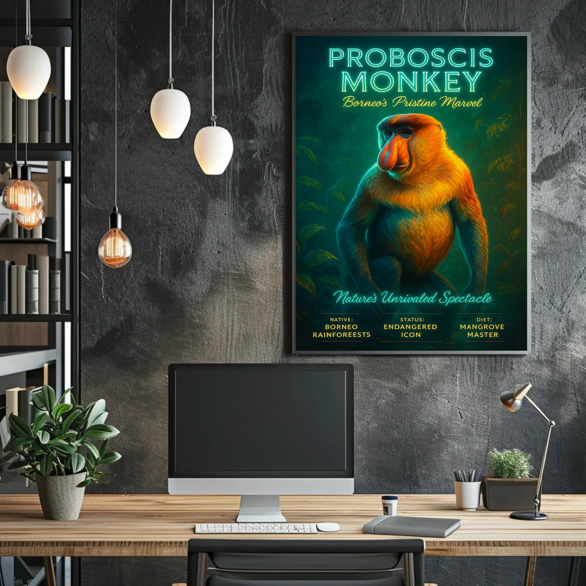 Proboscis Monkey Borneos Pristine Marvel Poster