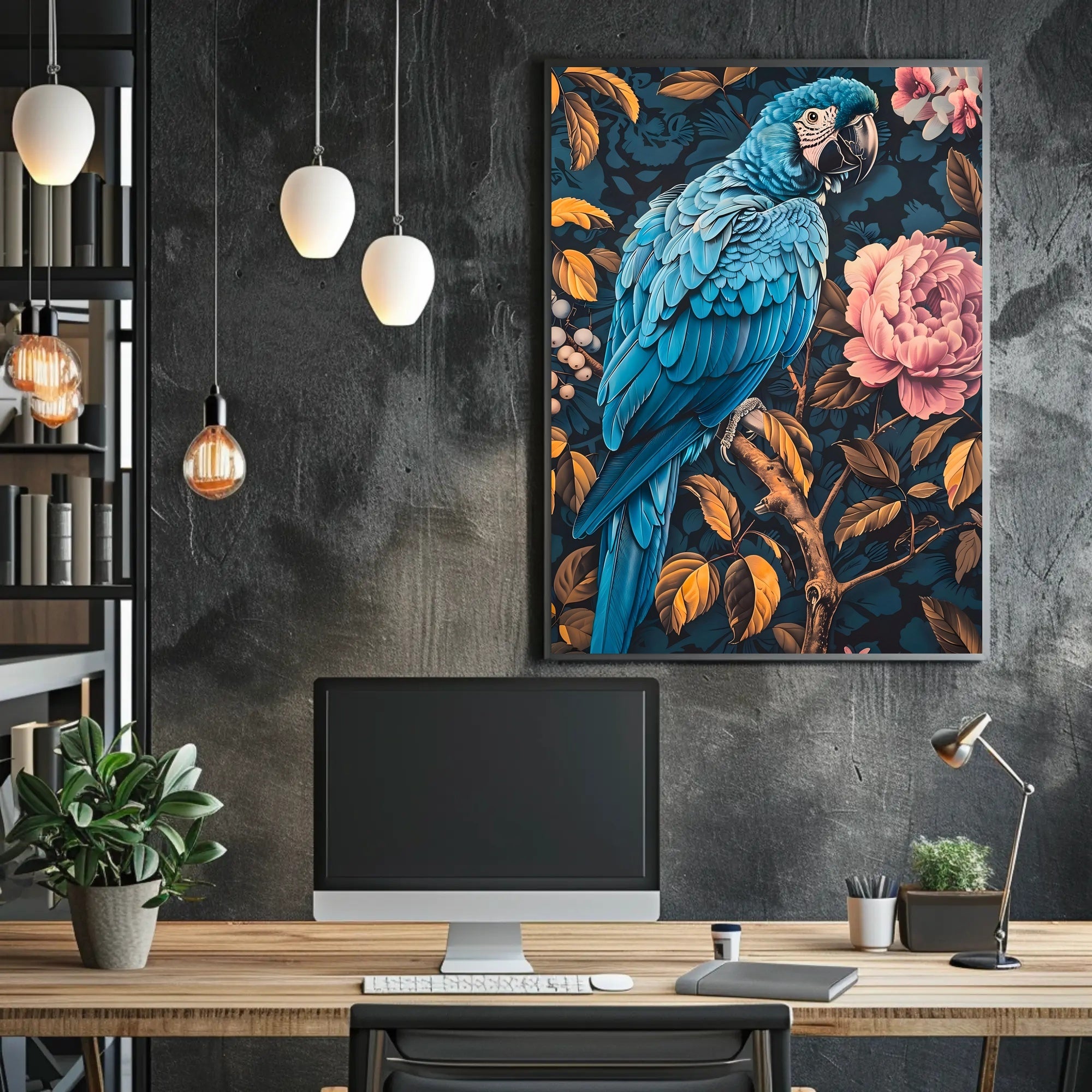 Vibrant Parrot Floral Paradise Poster Art