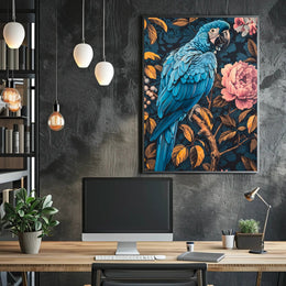 Vibrant Parrot Floral Paradise Poster Art