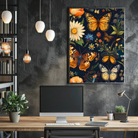 Colorful Nature Art: Butterfly and Flower Animal Poster