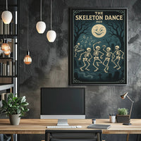 Dancing Skeletons Vintage Halloween Pop Culture Poster