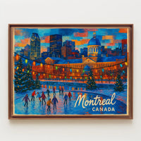 Montreal Cityscape Winter Travel Photography Realism Impressionism Canadian Snowy Urban Landscape Poster
