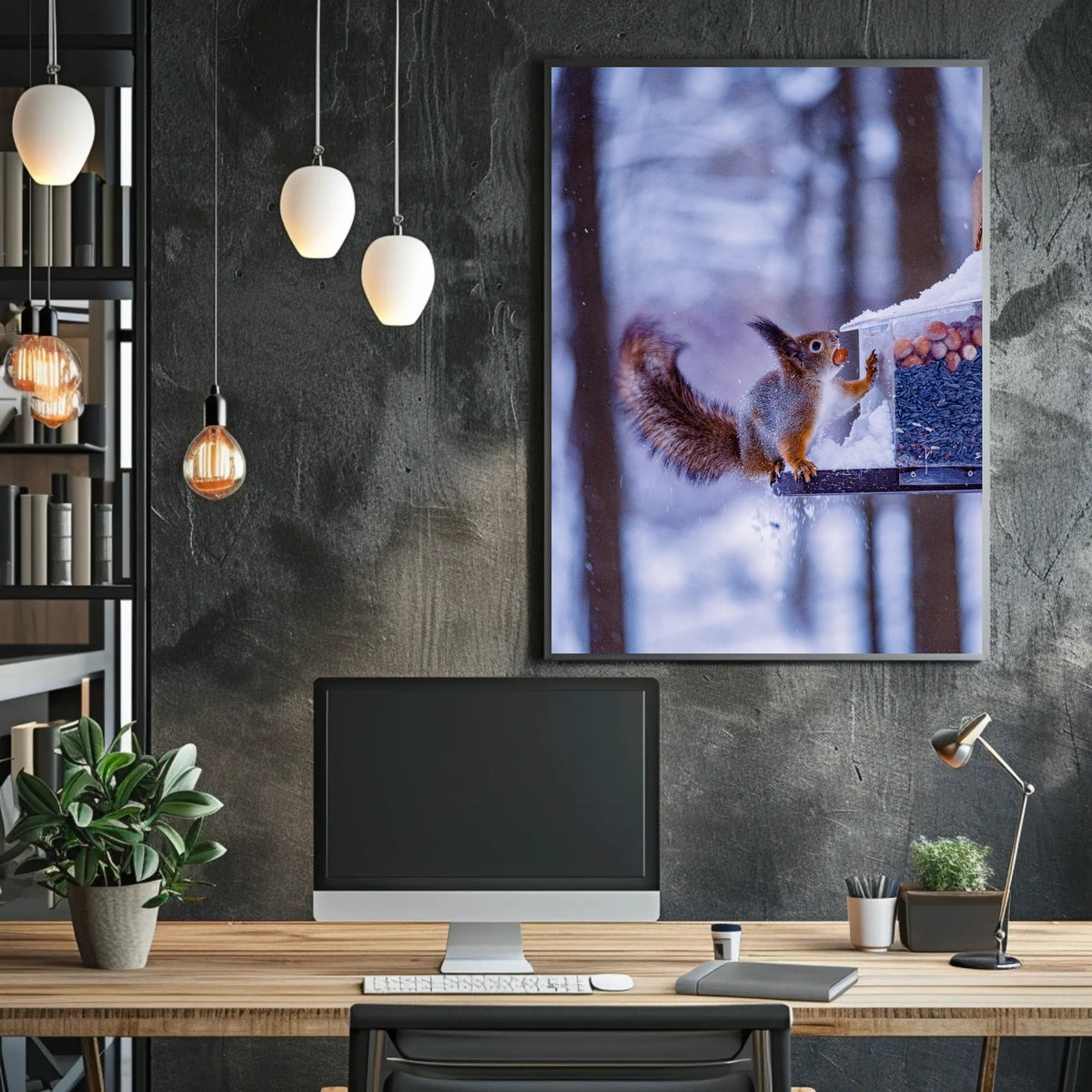 Winter Squirrel Feast Poster