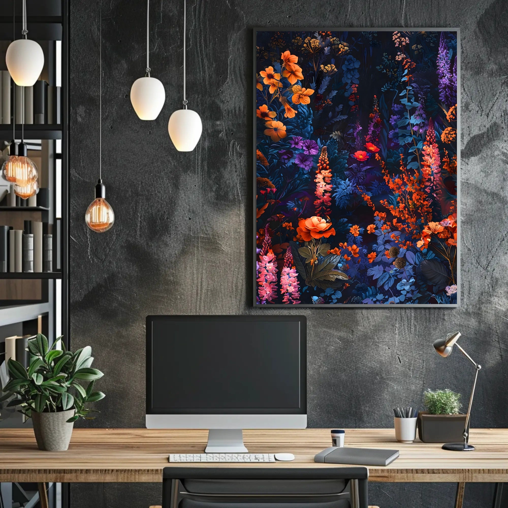 Vibrant Enchanted Floral Scene Artistic Poster