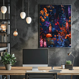 Vibrant Enchanted Floral Scene Artistic Poster