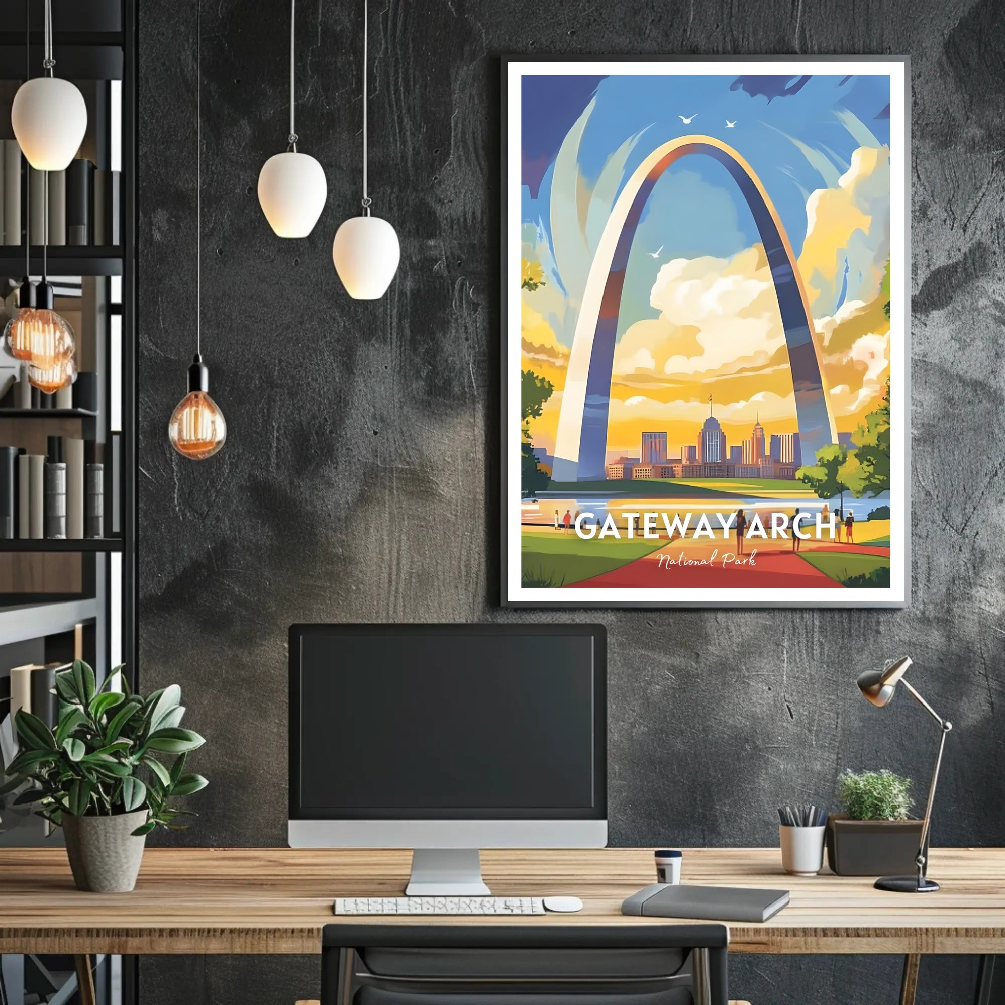 Gateway Arch Travel Poster Vintage Style Print