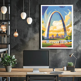 Gateway Arch Travel Poster Vintage Style Print