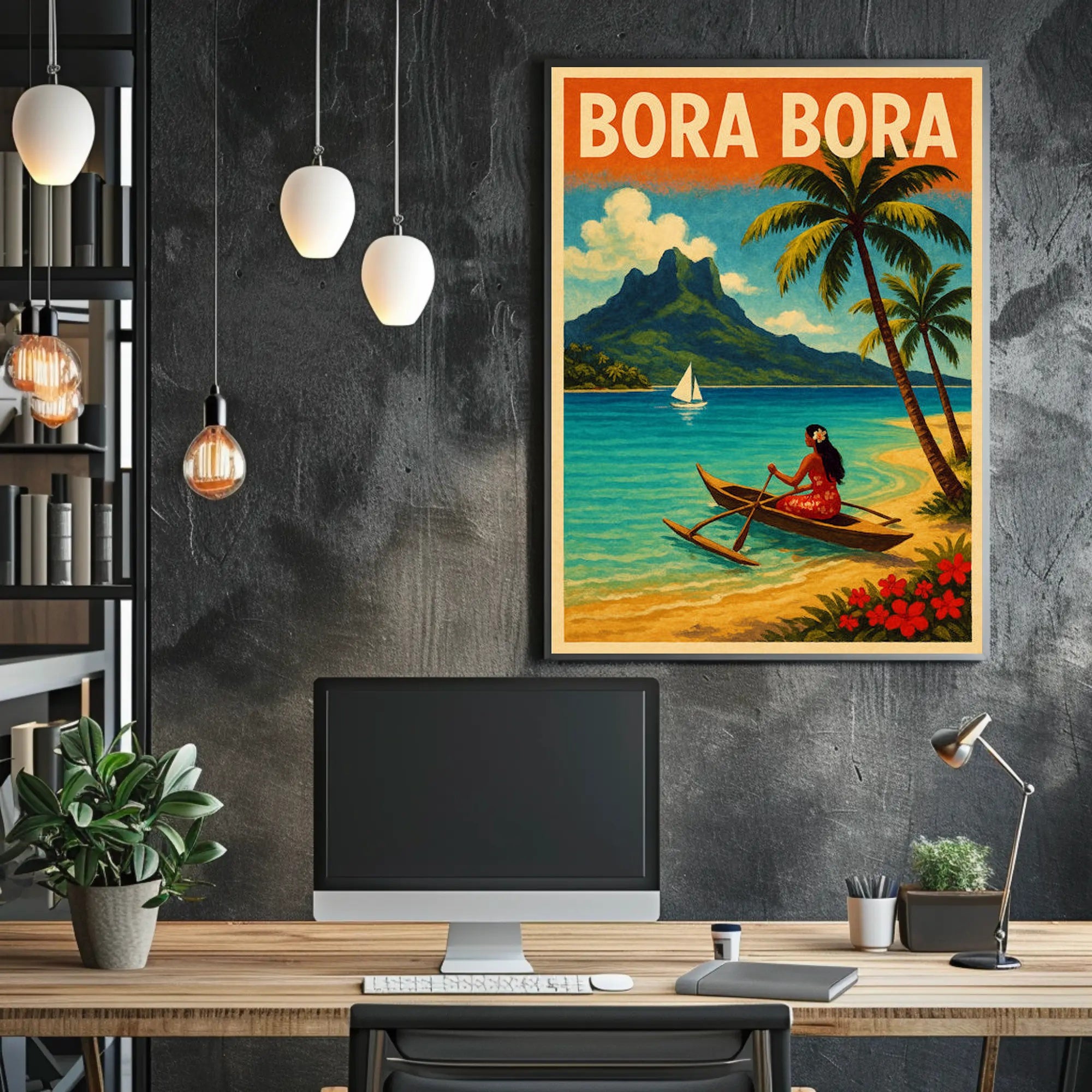 Bora Bora Scenic Vintage Travel Poster PosterGoat
