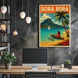 Bora Bora Scenic Vintage Travel Poster PosterGoat