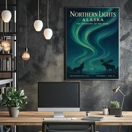 Northern Lights Symphony, Vintage Travel Poster