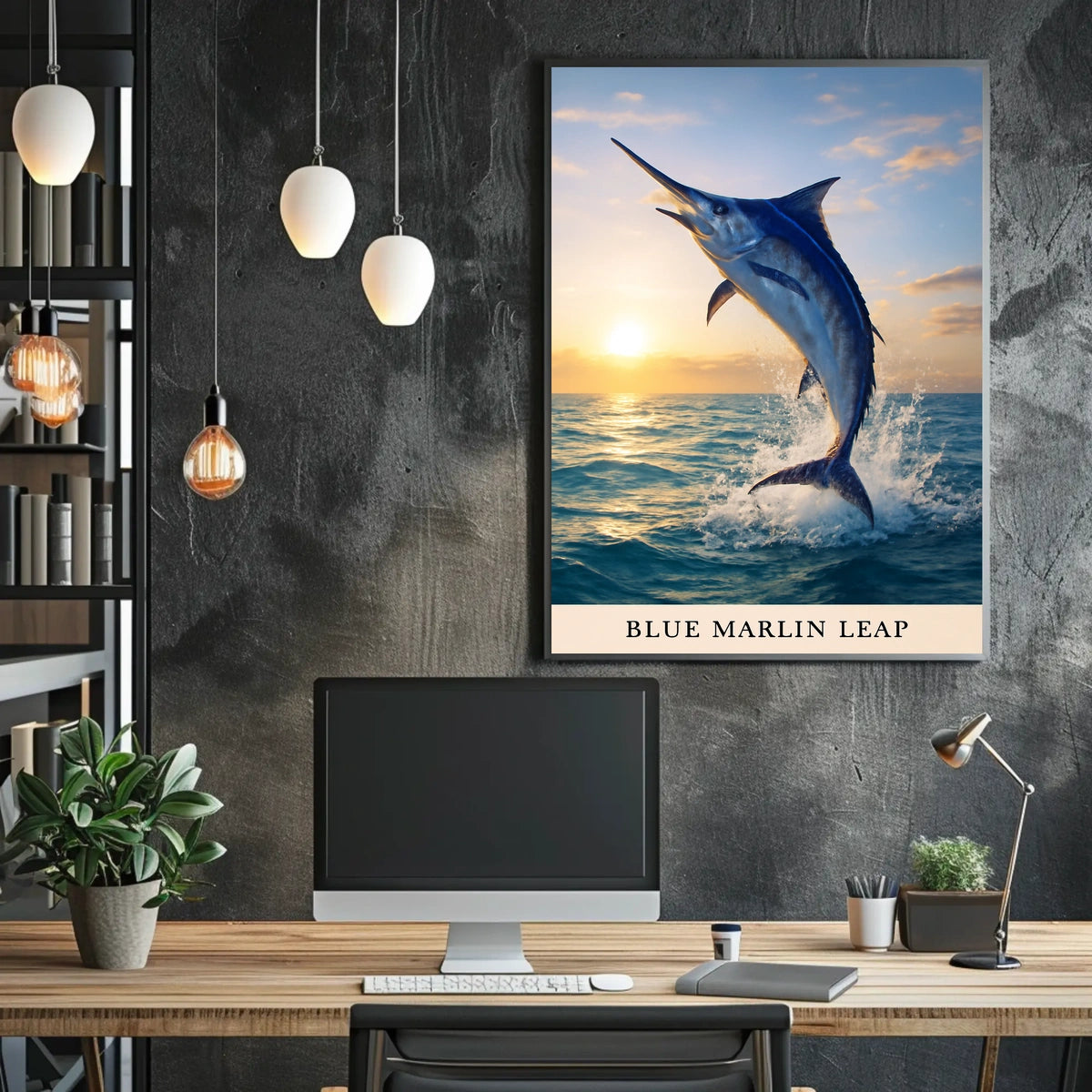 Blue Marlin Leap Poster