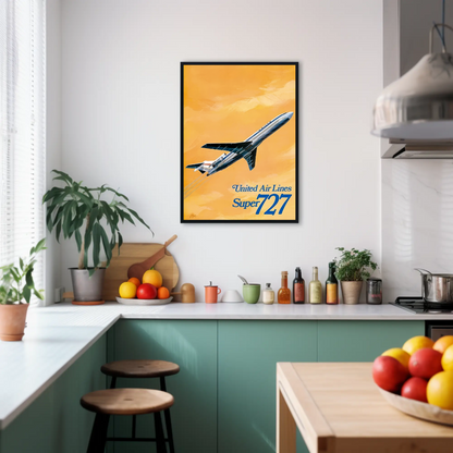 United Airlines Super 727 Vintage Poster
