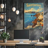 Santorini Escape: Aegean Serenity with Sailboats Poster
