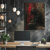 Mysterious Hooded Figure in Dark Fantasy Poster PosterGoat