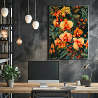 Vibrant Orchid Botanical Art Poster for Modern Tropical Decor