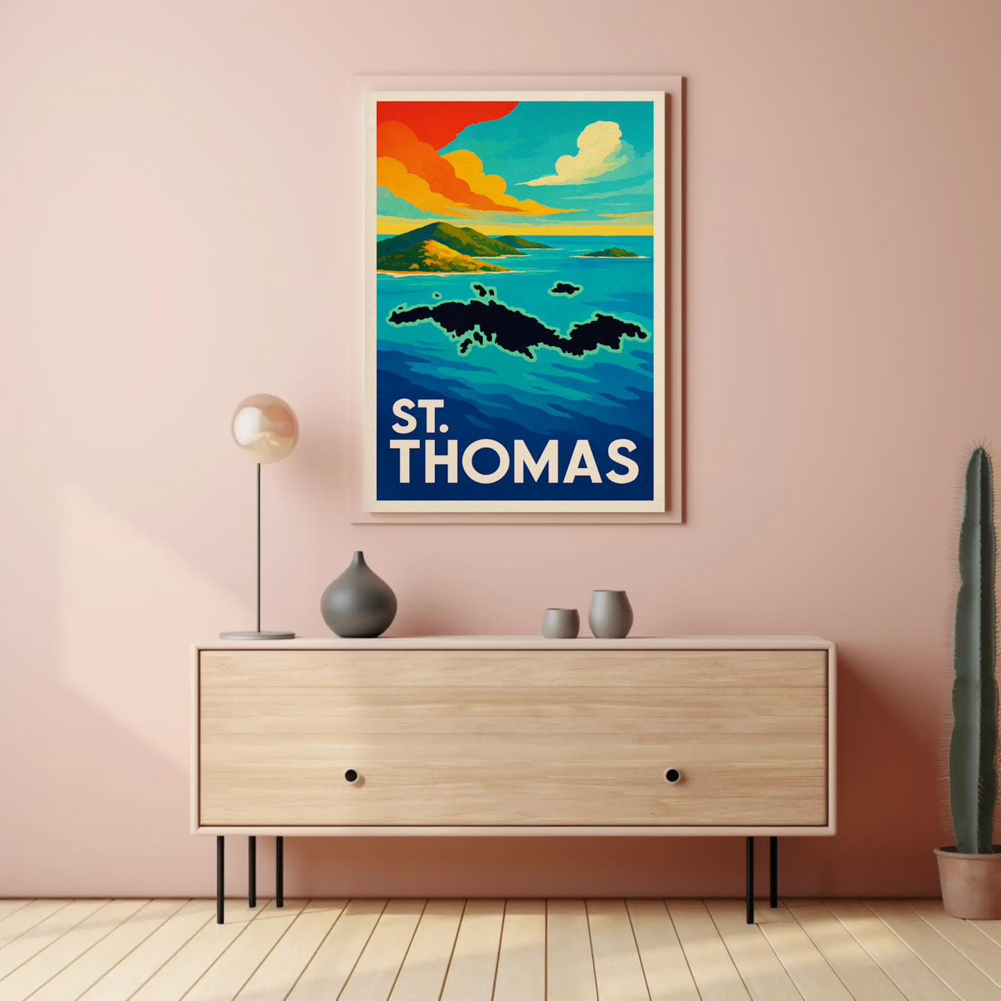 St Thomas Caribbean Island View Colorful Ocean Poster